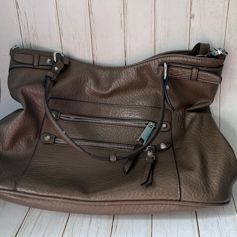 Jessica Simpson Brown Pebbled Leather Shoulder Bag